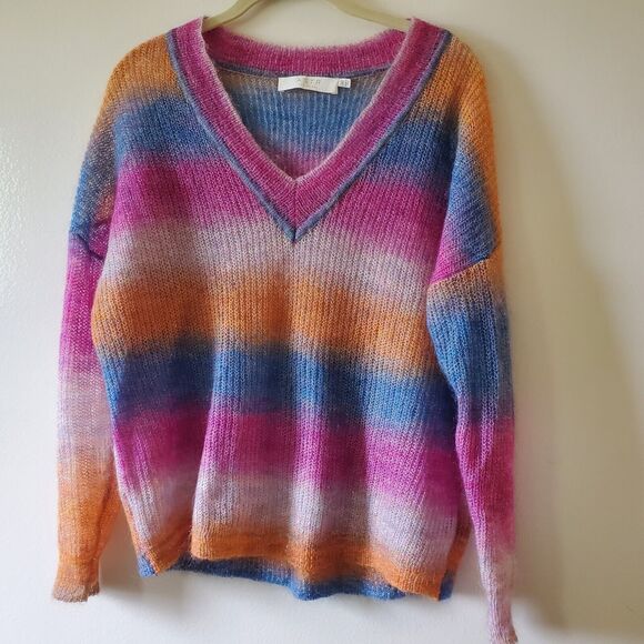 ASTR The Lable Womens XS Oversize Rainbow Sweater Mohair Wool Nylon Open Knit - Picture 1 of 8
